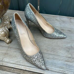 Marc Fisher pointed silver toe glitter ombré pumps 8M